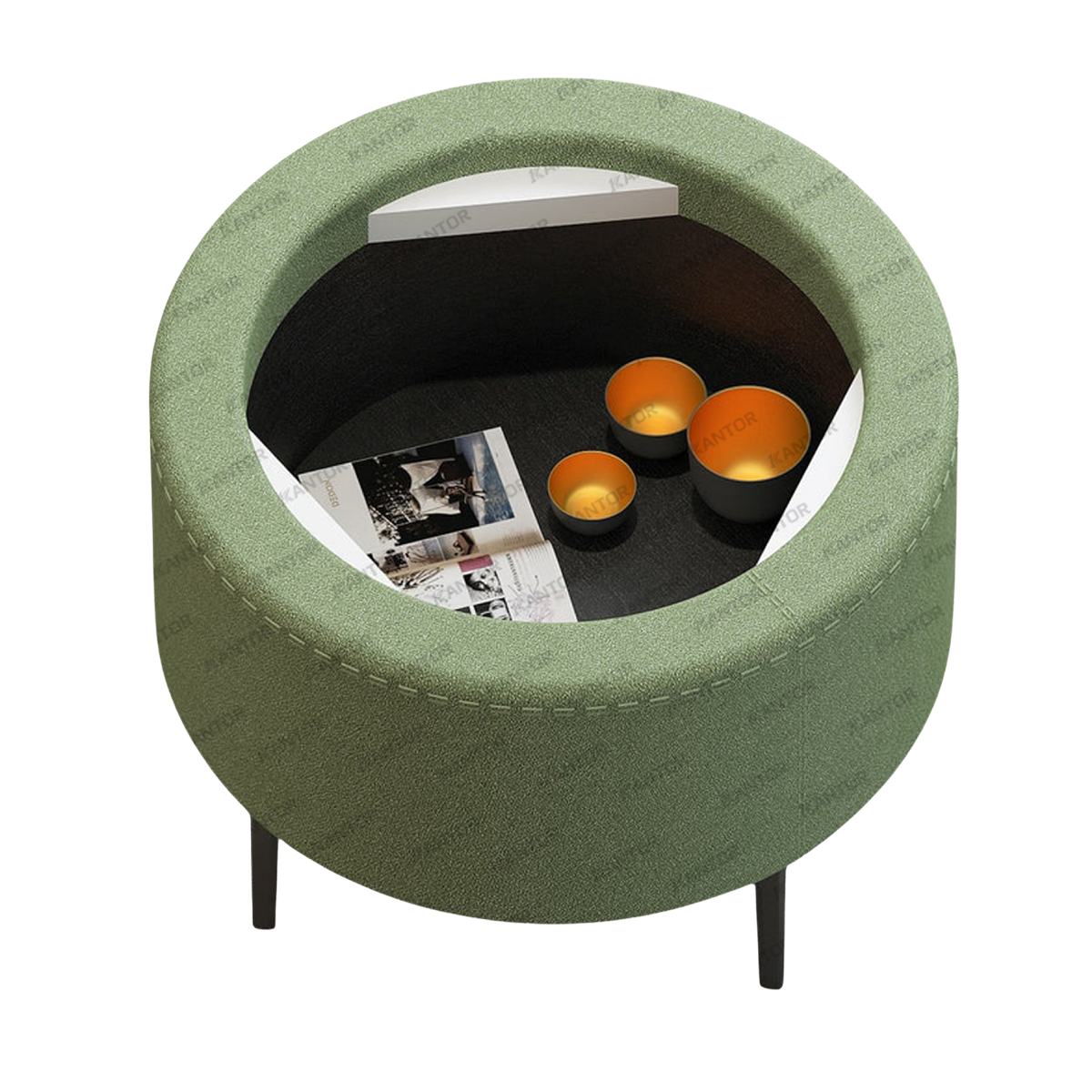 Coffee table dan ottoman multifungsi dengan kaki besi kokoh – Tersedia di Satu Kantor