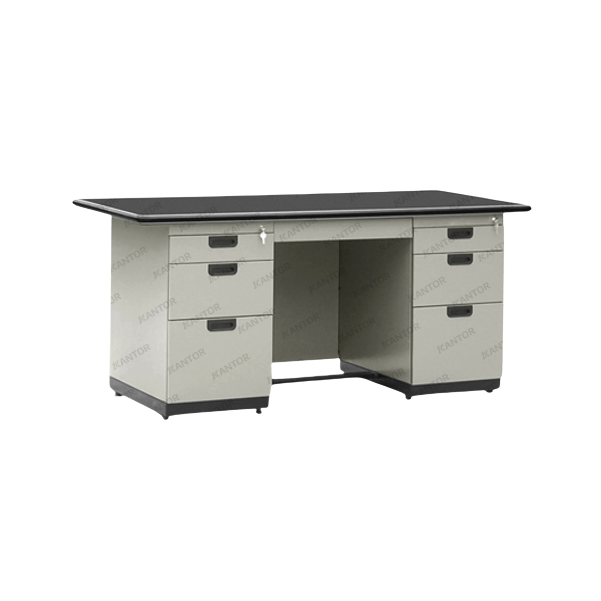 Meja kerja Alba DP 402 desain profesional dengan permukaan hitam doff — Tersedia di 1Kantor.com