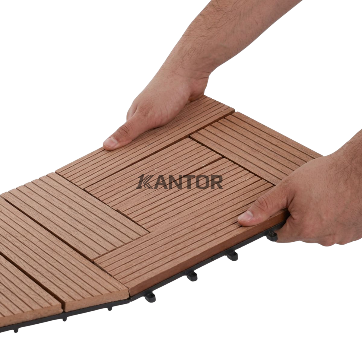 Kayu Asri Decking Tile lantai WPC outdoor dengan sistem interlock – 1Kantor.com