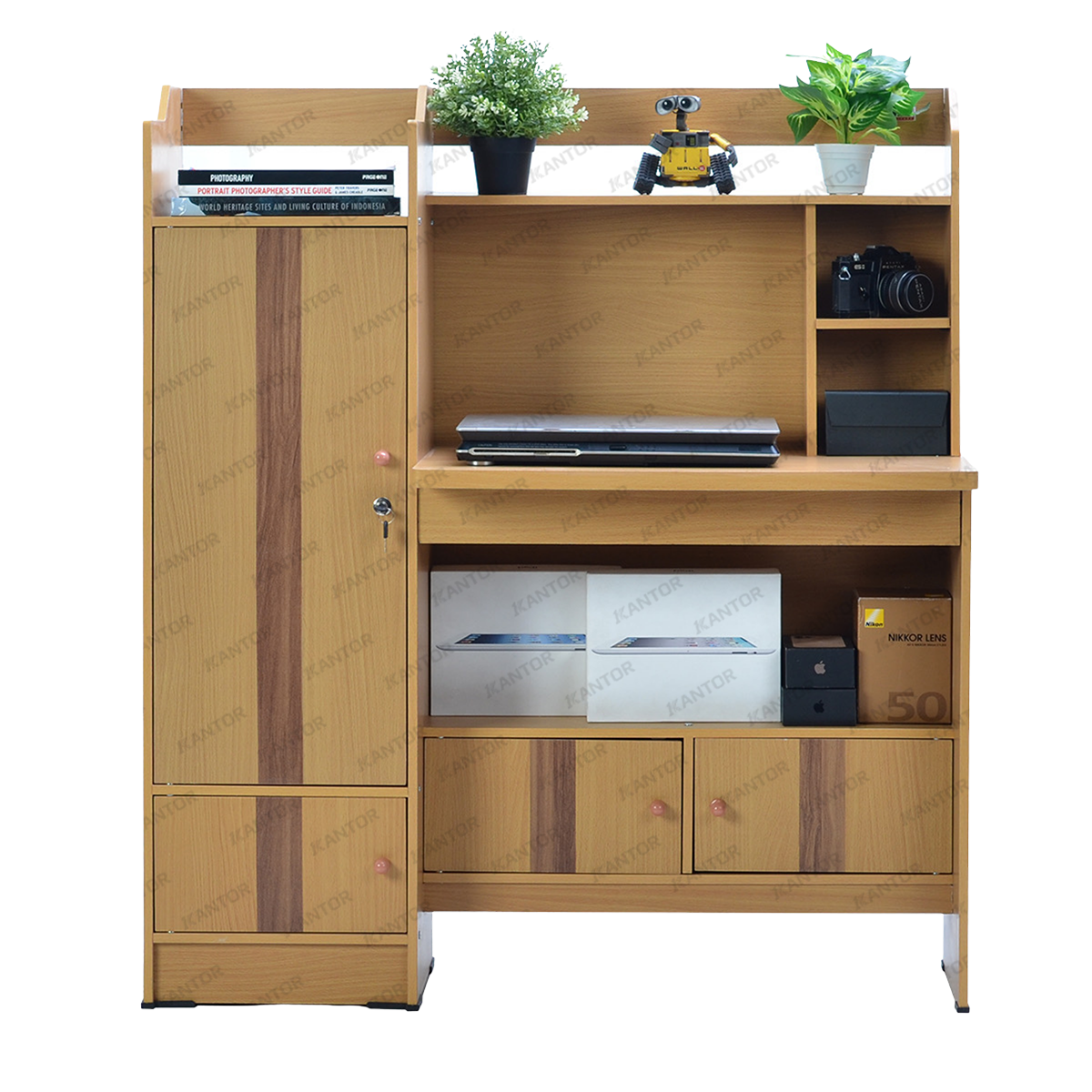 Meja belajar multifungsi untuk dua laptop dan banyak buku – Tersedia di Satu Kantor