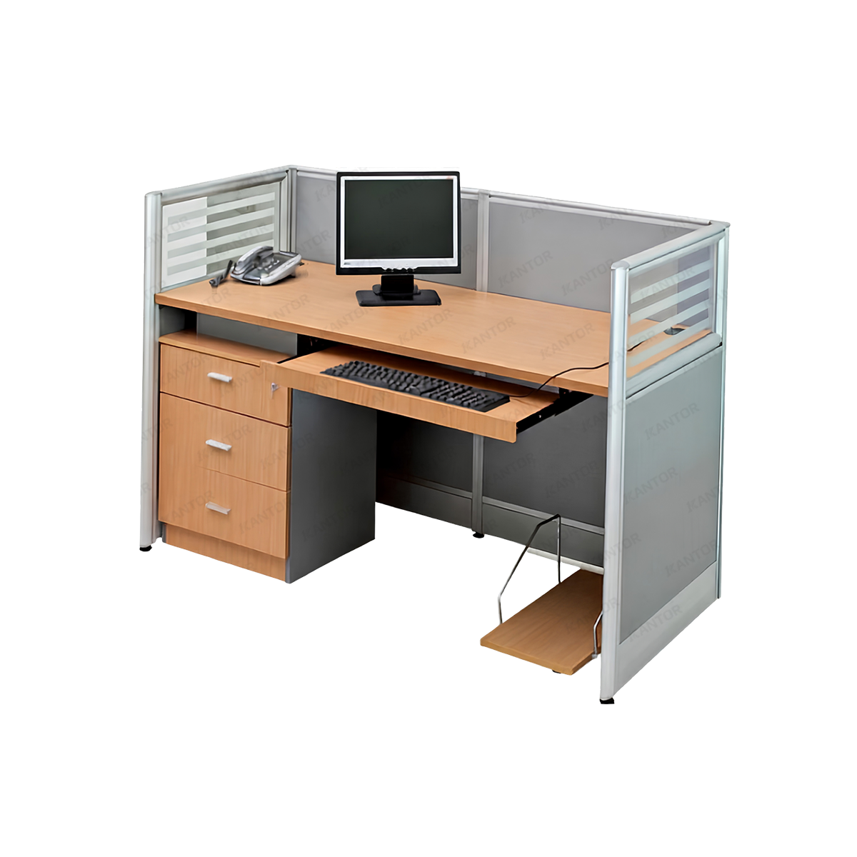 Brother WS 1D workstation partition untuk satu pengguna dengan meja kerja dan panel pembatas kantor - 1Kantor.com