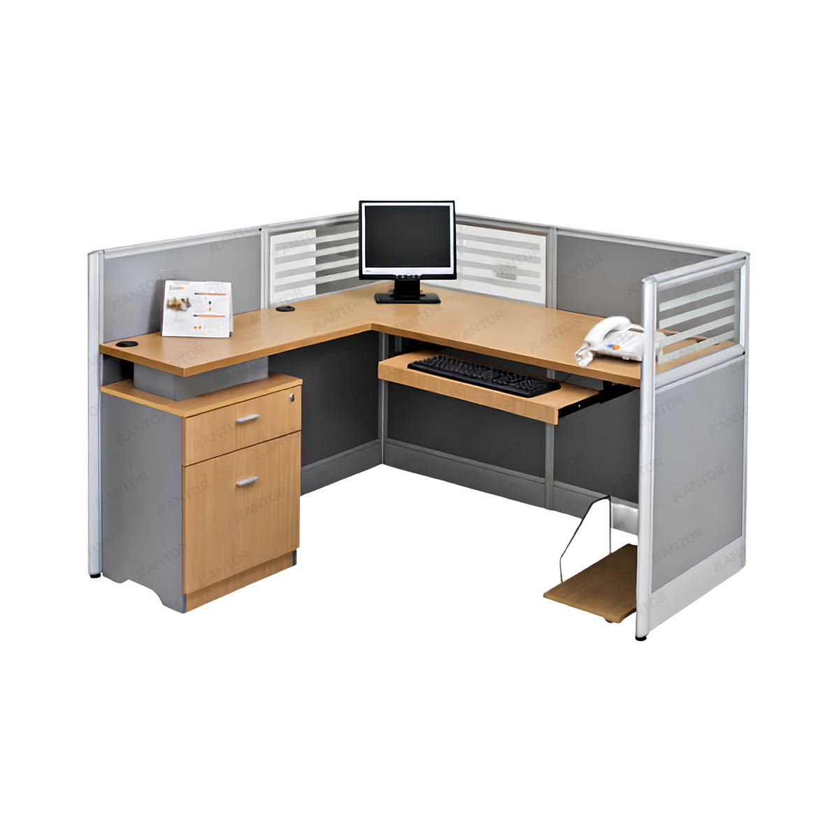 Meja workstation Brother WS 1LD dengan desain L untuk memaksimalkan area kerja dan pemanfaatan sudut ruangan - 1Kantor.com