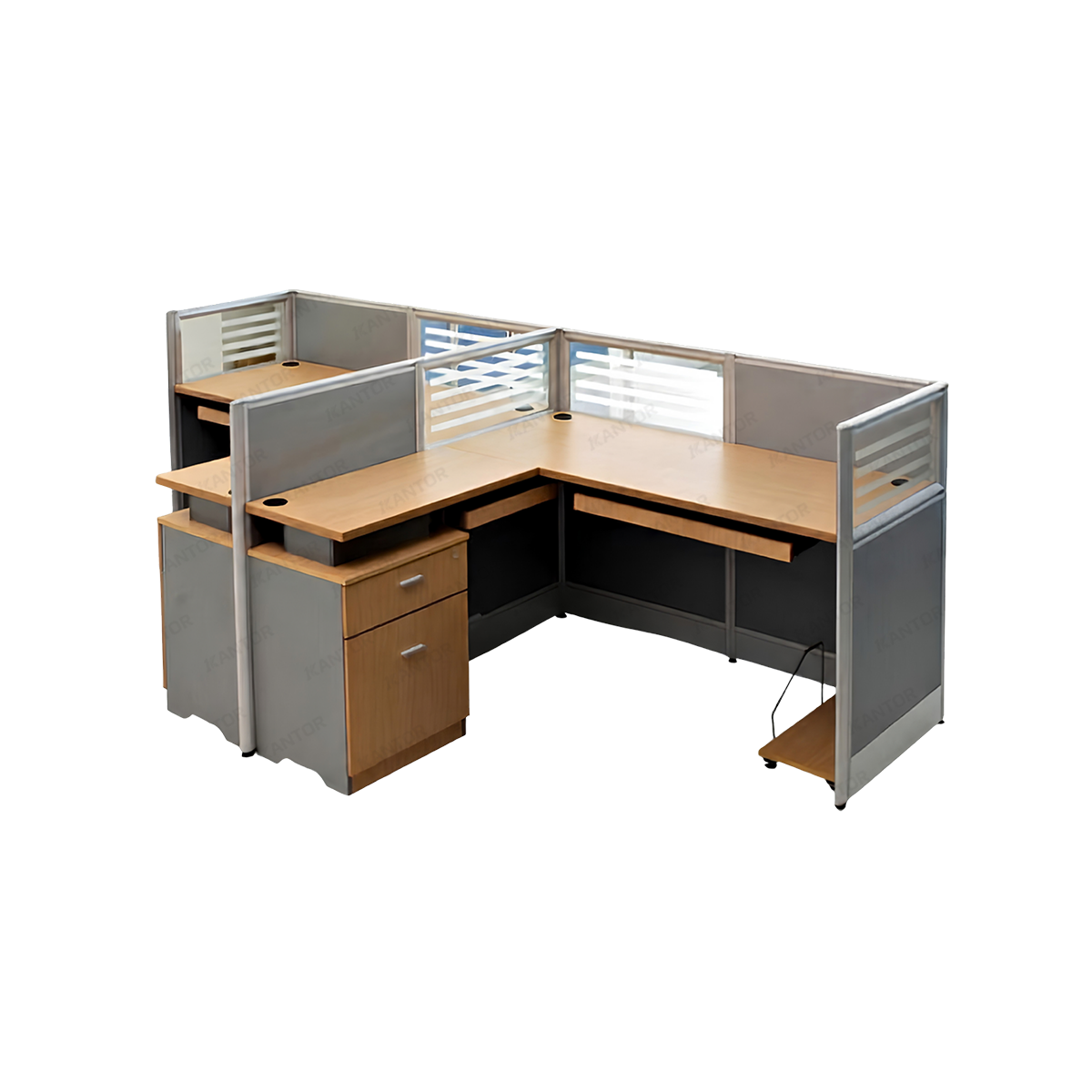 Workstation partition Brother WS 2LD desain L untuk mengoptimalkan ruang kerja kantor bagi dua orang - 1Kantor.com