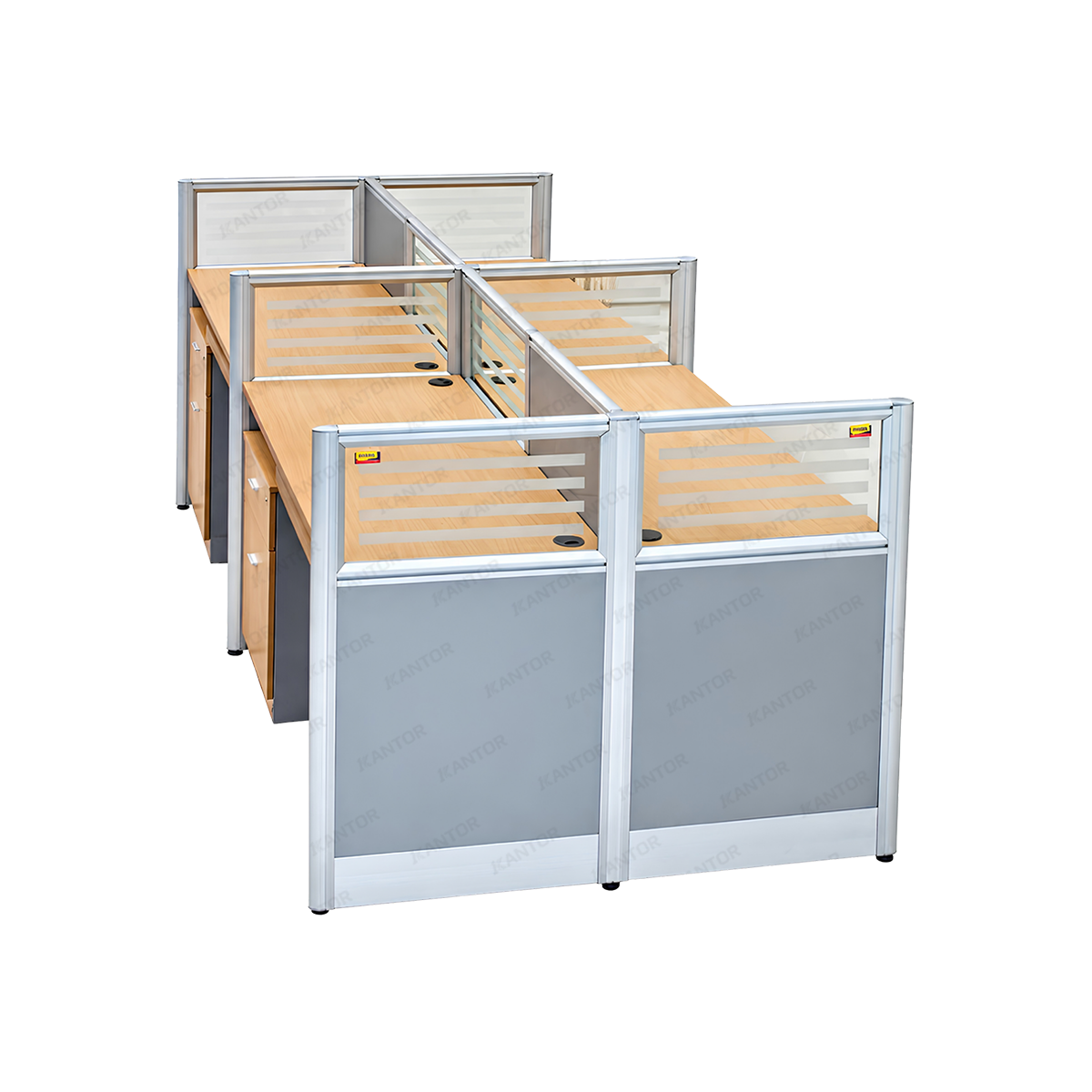 Brother WS 4HD workstation partition untuk empat pengguna dengan konfigurasi meja berhadapan di kantor - 1Kantor.com