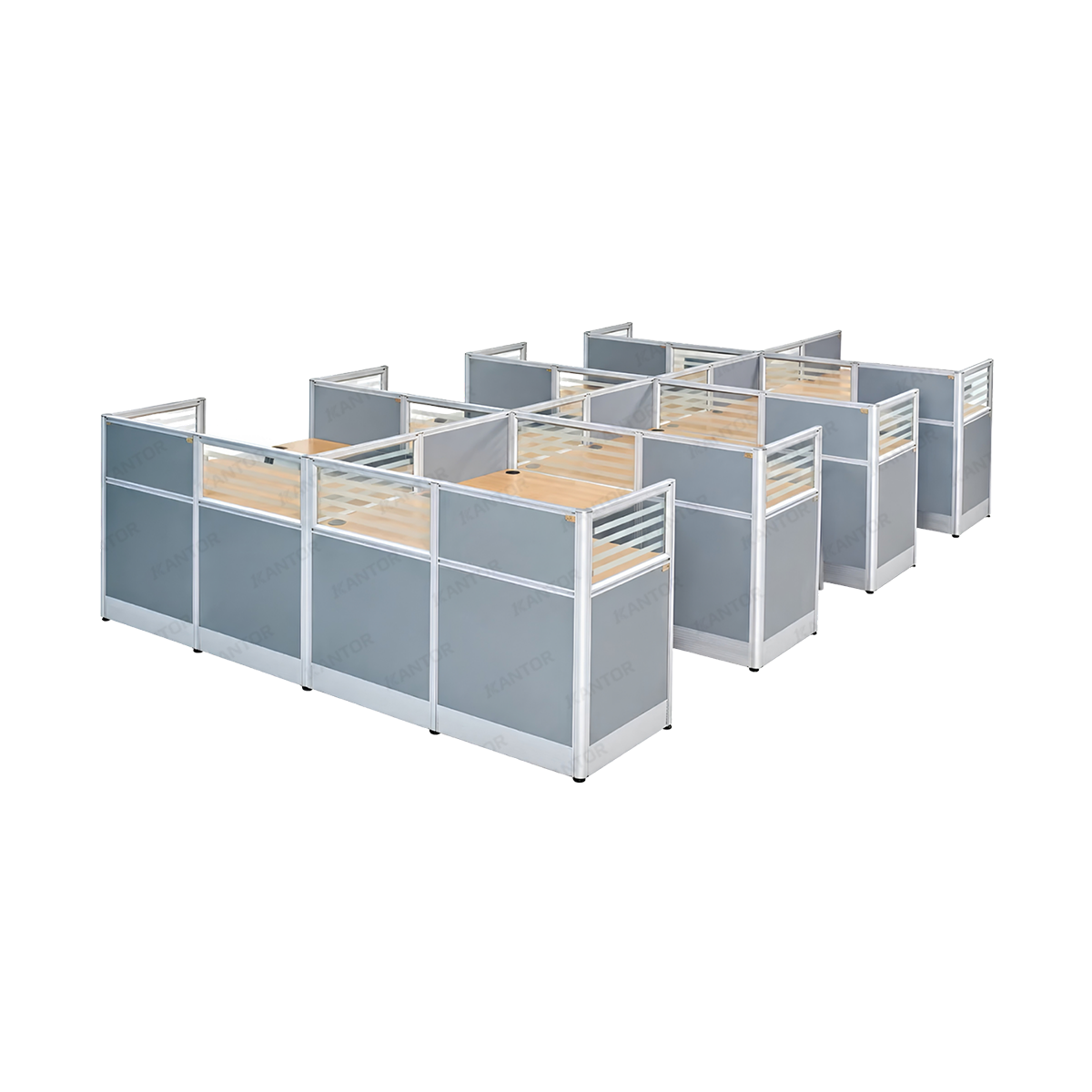 Meja workstation Brother WS 8LD dengan pembatas untuk menciptakan area kerja bersama yang rapi dan efisien - 1Kantor.com