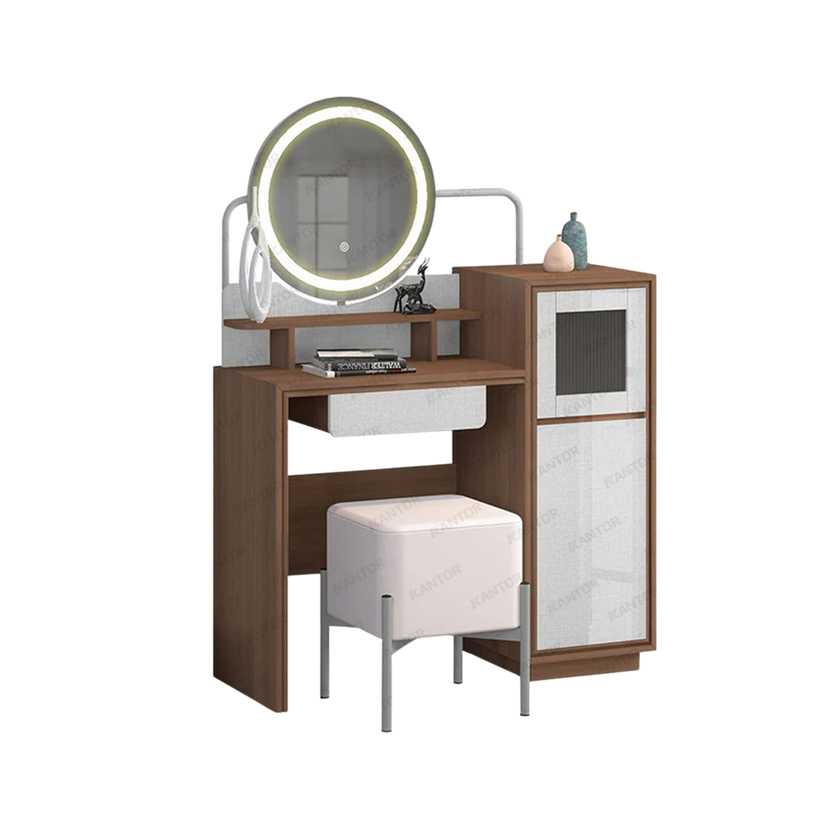 Meja Rias MR DANTE modern dengan cermin LED dan finishing Romanian Walnut
Meja Rias MR DANTE desain elegan untuk kamar tidur minimalis dan modern