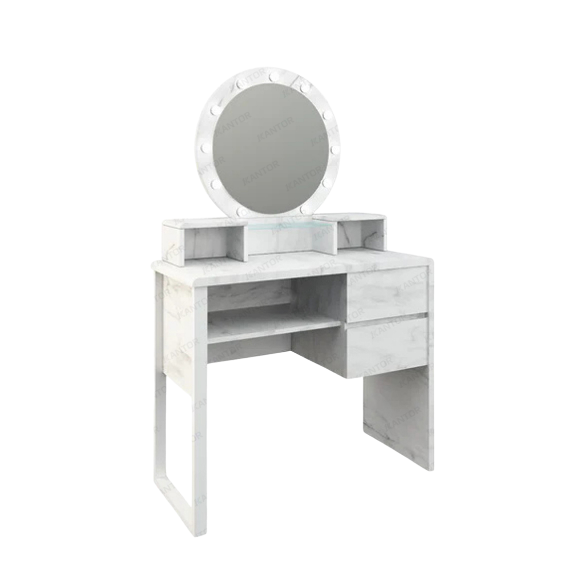 Meja Rias MR MARBLE 02 motif marmer modern dengan cermin LED elegan