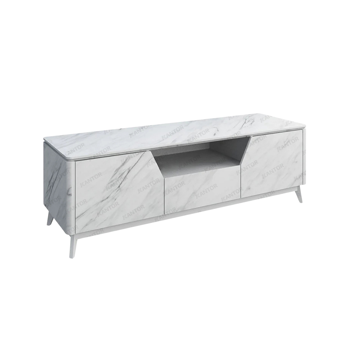 Meja TV Aesthetic TC MARBLE 160-01 dengan finishing marble modern untuk ruang tamu minimalis.