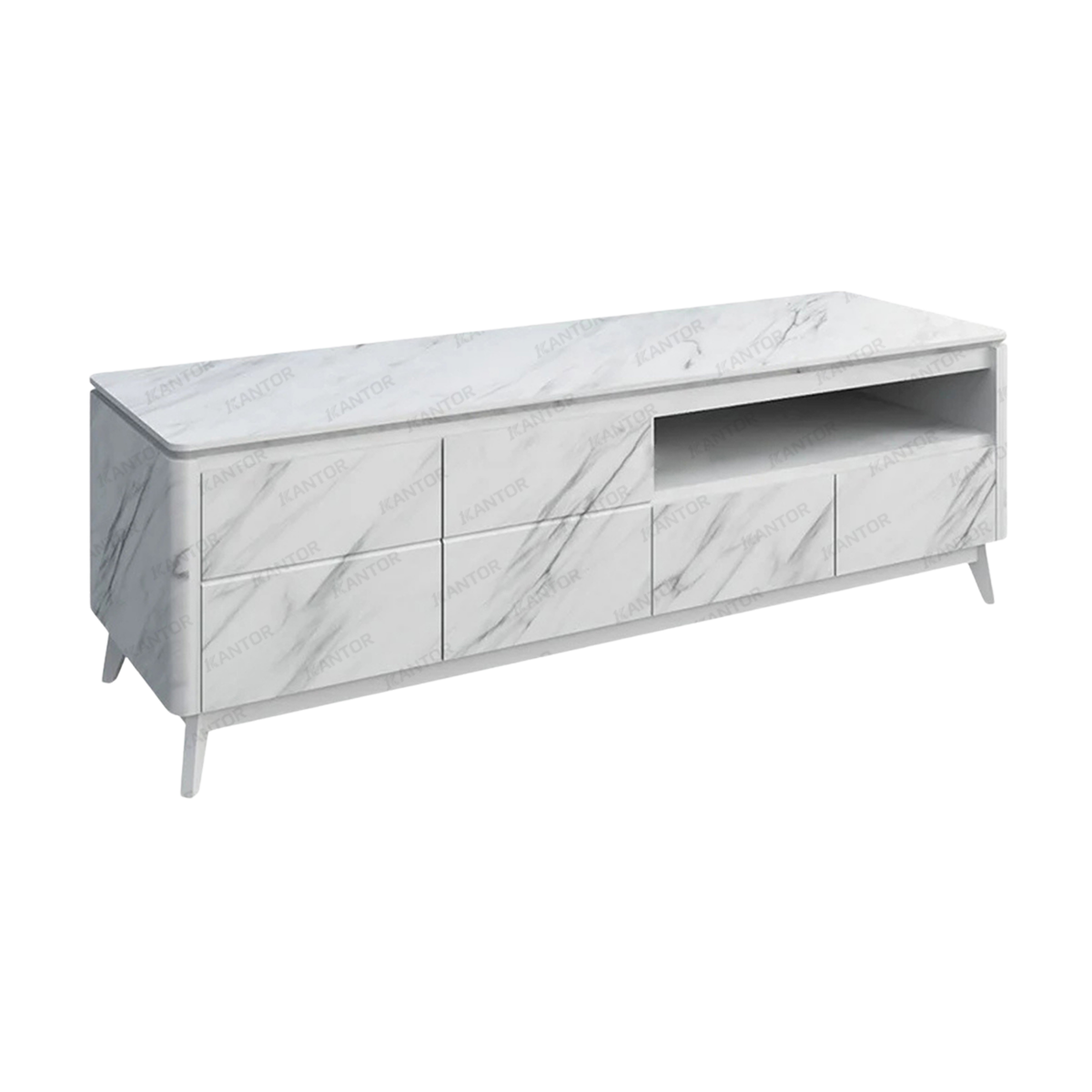 Meja TV terjangkau TC MARBLE 160-02 desain modern minimalis, pilihan tepat untuk ruang keluarga masa kini.