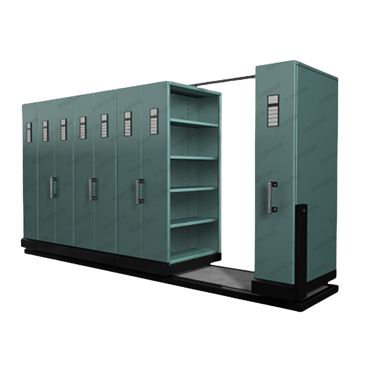 Mobile file besi Alba Metal kapasitas besar dan hemat ruang — Tersedia di Satu Kantor