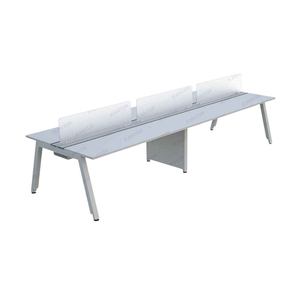 Meja Workstation FIRM Workstation Desk 6 Orang Desain modern dengan partisi acrylic