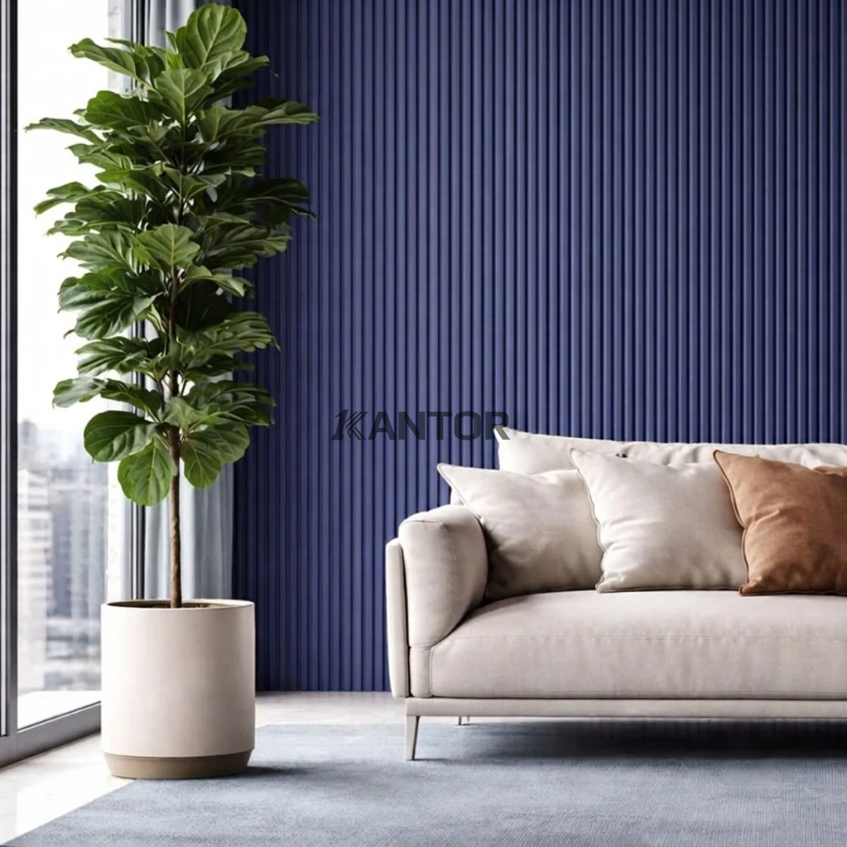 Fluted Wall Panel MEVVAH berbahan WPC dengan desain garis vertikal tersedia di 1kantor.com